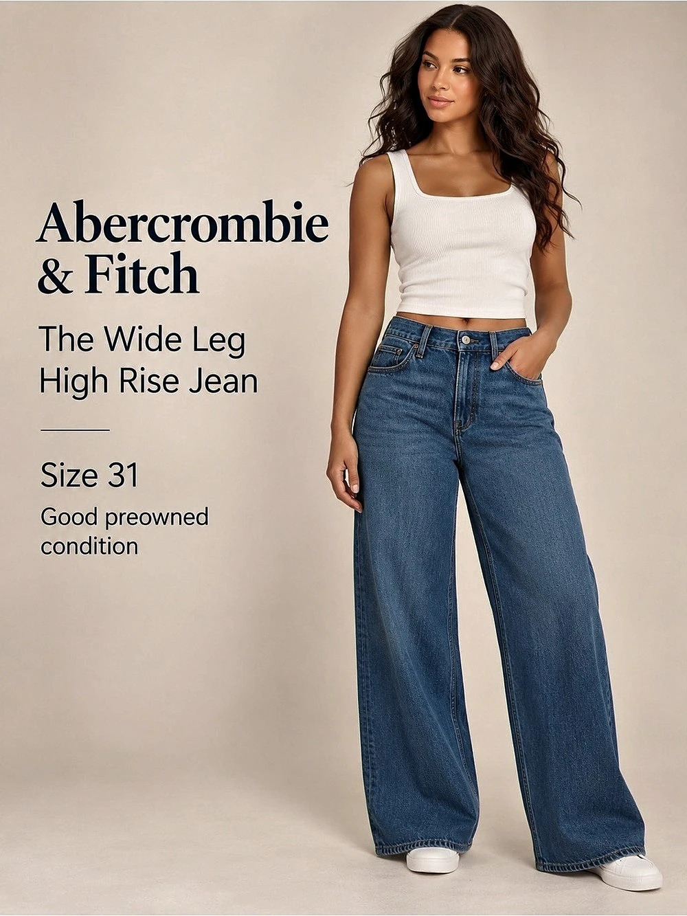 Abercrombie & Fitch The Wide Leg High Rise Jeans Medium Wash Size 31 / 12